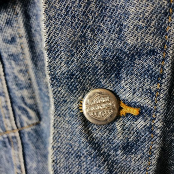 Vintage Harley Davidson Eagle Denim Jacket Motorcycles Adult Blue Medium Biker - Picture 7 of 16